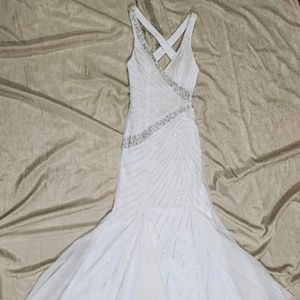 Homecoming Dress Cecily Brown Prom Dress Jeweled White Mermaid Size Small